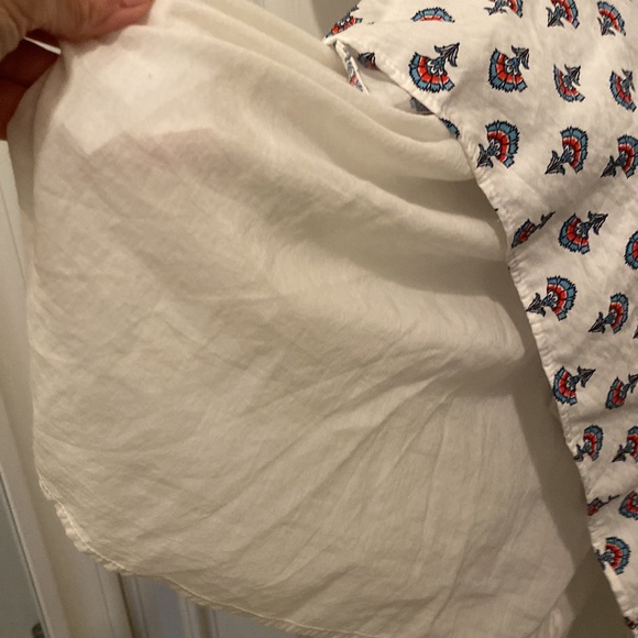 White orint ruffle dress  3/4 sleeve lined never worn - Picture 4 of 6